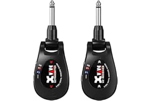 Xvive U2 - Sistema inalámbrico para guitarra recargable de 2,4 GHz, transmisor y receptor inalámbrico digital para guitarra eléctrica, bajo, violín, teclado (Negro)