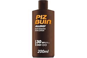 PIZ BUIN Allergy Latte Solare SPF 30, Crema solare 30 per pelli delicate e sensibili al sole, Protezione solare 30 con filtro solare UVA/UVB, Latte solare SPF 30 resistente all'acqua, 200 ml
