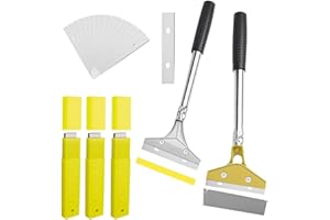 SENLINLIN Tapetenentferner Set, 2 Stück Tapetenkratzer mit 30 Ersatzklingen (4'') und Schutzhülle – 30cm Tapetenschaber mit Gummigriff, für Wandfarbe, Bodenfliesen-Kleber und Etiketten