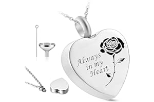 QESSUVNC Ashes Necklace Ashes Keepsake Locket Necklace,Ashes Jewellery for Men Lockets Necklace for Women,Personalised Urn Necklace for Ashes Stainless Steel Cremation Jewellery for Ashes