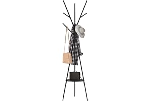 HOME BI Coat Rack Stand, Entryway Standing Coat Tree,Hat Stand Coat Hanger with 9 Hooks for Holding Jacket, Handbag, Clothes, Hats, and Scarves, Black