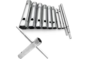 JinPhon Lot de 10 Clé à Bougie 6 à 22 mm, Clés à Tubes, Clés Tubulaires Cle a Pipe pour Visser la Bougie, Démontage/Montage de Robinetterie et Mitigeurs