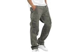 Nadeer Męskie spodnie cargo, bawełniane, do biegania, długie spodnie cargo, spodnie sportowe, do noszenia na co dzień, elastyczna talia, ze ściągaczem, spodnie dresowe, męskie z kieszeniami