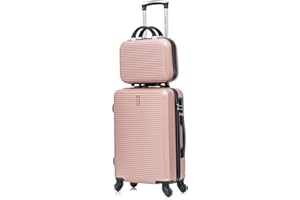 CELIMS - 20 inch Carry-On Luggage with Vanity Case | Toiletry Case | 20 inch Cabin Suitcase | Lightweight ABS Hard Shell | Rose Gold
