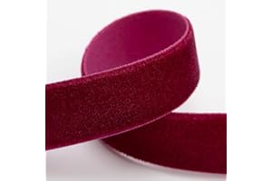 Italian Options Velvet Ribbon, Luxury, Single-Face Velvet Ribbon for Crafting, Christmas, Bows, Hair, Cakes, Weddings, Ornaments, Gift Wrapping, Flowers, 25mm x 10 Metre Roll, Burgundy