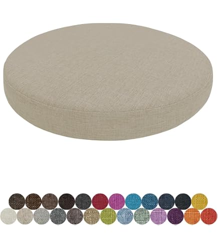 Set Di 4 Cuscini Rotondi Per Sedie In Cotone Lino E Spugna - Antiscivolo, Lavabile, Per Casa E Giardino