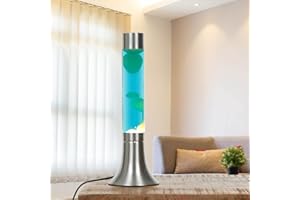 LICHT-ERLEBNISSE Lámpara de lava aluminio cristal en plata azul blanco salón juvenil H:37,5 cm G9 incl. bombilla atmosférica magma retro lámpara de sobremesa YVONNE