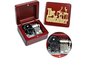 Sinzyo Music Box Vintage Wood Carved Mechanism Musical Boxs Gift For Birthday Valentine's Day Christmas Day(The Godfather -Wine Red Box)