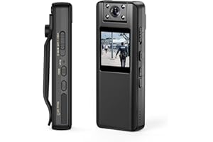 BOBLOV Mini Caméra de Corps Caméra de Police Objectif Rotatif 180° 1080PHD avec Ecran OLED 4 Heures D'Enregistrement pour Forces d'Ordre/Réunions/Voyages/Promenades Animaux De Compagnie