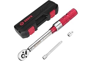VANPO Chiave Dinamometrica 1/4", 3-25 Nm Set, Precisione ± 3% con Pulsante a Sgancio Rapido, Testa Reversibile 72T con Clic, Barra di Prolunga, Adattatore da 3/8" per Bici da Strada e Mountain, Moto
