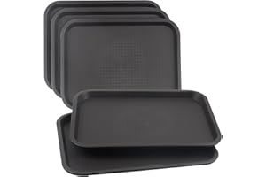 LEXININ Confezione da 5 vassoi in plastica per fast food, 35 x 27 cm, colore marrone, rettangolari, per ristoranti, caffetterie, bevande, cibo