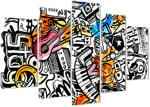 Picture on canvas – FRAMED – READY TO HANG – Jazz Soul Music Blues Rock – Illustration Graffiti – Street Art 170x86cm