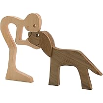 HENGBIRD Handgeschnitzte Holzfigur Hund & Besitzer - Personalisierte Geschenke Für Hundeliebhaber