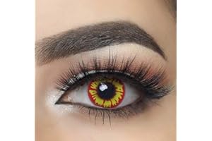 MYSA LENS® Lentilles De Contact De Couleur Fantaisie Crazy Lens Cosplay Halloween Yeux Loup Garou Rouge Red Wolf Etui Offert 12 Mois sans correction