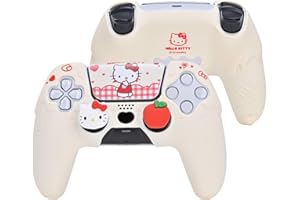 Kuitmor PS5 Controller Skin Case Set,Silicone Protective Cover Case,Anti-Slip Cute Kitty Protective Shell for PlayStation 5 Controller with 2 Thumb Grip Caps and 2 Stickers
