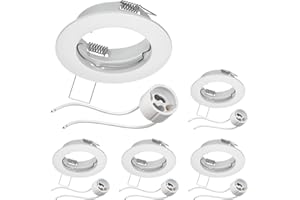 ledscom.de 5 piezas marco empotrable de techo FERE marco empotrable blanco mate (LED/Halógeno/GU10/MR16/PAR16/50mm) incl. casquillo GU10