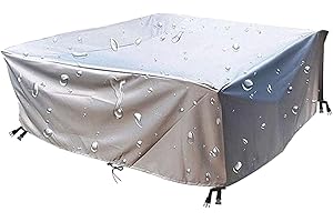 Leju Art Abdeckhaube Gartenmöbel 110x70x75cm Schutzhülle für Garten-Tische und Möbel-Gruppen UV-stabilisiert Abdeckhaube Abdeckplane Wasserdicht 420D Polyester Oxford Gewebe-Grau