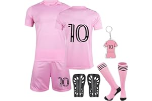 Sidesea Football Kits for Kids, Football Shirts Training Accessories Football Socks Guard Plate Keychain Football Jersey Boys Girls 2023/24 Home and Away Soccer Jerseys Football Gifts for Boys Girls