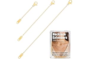 Bonison Necklace Extenders for Women, 18K Gold Plated Adjustable Chain Extension with Lobster Clasp – 3PCS Jewelry Extenders for Necklaces, Bracelets, Anklets, DIY Making