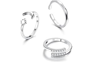 Krfy 925 Silber Zehenringe für Damen Verstellbares Band Pinky Ringe Minimalistischer Strand Fuß Schmuck 3Pcs Open Zehenringe Set