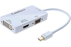 CableDeconn - Mini DisplayPort multifunzione (compatibile con porta Thunderbolt) a HDMI DVI VGA cavo adattatore convertitore maschio a femmina 3-in-1