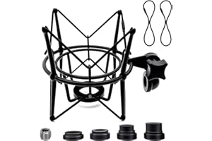 SUUNTOK Microphone Shock Mount Universal Mic Holder Spider Recording Mic Shockmount Stand Compatible with Many Condenser Mics Like Rode NT1-A NT2-A Procaster AT2020 MXL 990 770 U87 (Black)