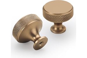9BUILD 10 Pack Champagne Bronze Knurled Cabinet Knobs Single Hole Kitchen Cupboard Handles Knobs for Drawer Dresser, Cupboard and Wardrobe UK0039