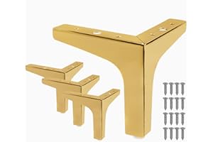 Cjueiom 15cm / 6 Inch Furniture Legs Gold Sofa Legs Set of 4, Modern Table Legs Metal Triangle Furniture Feet, Sofa Foot Couch Legs Replacement for Cabinet Cupboard Chair Ottoman