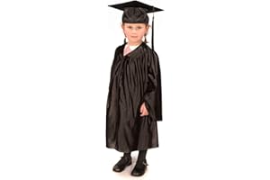 GRADUATION ATTIRE Childrens Graduation Gown (Age 3-5) and Matching Cap (Black)
