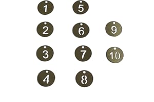SOURCEMALL Etiquetas numeradas de acero inoxidable con llavero, llavero de etiquetas de números huecas de 40 mm, llaveros de etiquetas numeradas, Color de acero inoxidable, 1-10