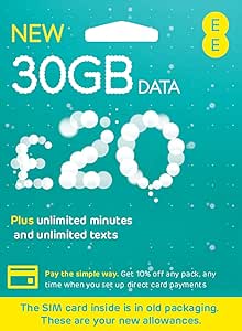 Ee 4g Payg Multi Sim Includes Nano Micro Standard Sim Unlimited Texts Up To 3000 Minutes 16gb Data For Mobile Phones Ipads Tablets Androids Dongles Other Wifi Device Just