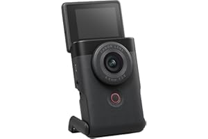 Canon PowerShot V10 Vlogging Kit Kompaktkamera - Digitalkamera (Weitwinkel Objektiv, 4k Kamera Videokamera, klappbares Touch-Display, Stereo-Mikrofon, Stativ, Streaming, YouTube, WLAN) schwarz