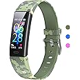 Qniceone Fitness Tracker for Kids Fitbit for Boys Girls 6+ Fitness Watch Activity Tracker with Pedometers, Heart Rate & Sleep Monitor, Stopwatch, Waterproof Gift for Children(Green Camouflage)