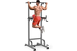 ‎RELIFE REBUILD YOUR LIFE RELIFE REBUILD YOUR LIFE Power Tower Klimmzüge Dips Höhenverstellbares Multifunktions Fitnessgerät Zuhause Kraftstation Klimmzugstange Dip Station Liegestützgriffe (Grau)