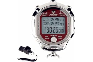 Kronograf, digital chronometer med 0,001 sekunders timer, 100 varv minnesfunktion i metall, stor skärm Rolilink för tränare, sport, löpning, maraton