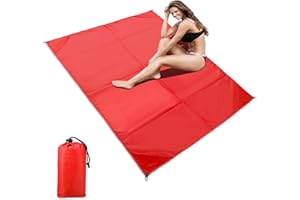CHUER Couverture de Pique-Nique Portable Imperméable 140x200cm Tapis de Plage Léger avec Piquets Tapis de Picnic Lavable pour Camping, Plage, Jardin, Parc, BBQ, Randonnée, Voyage