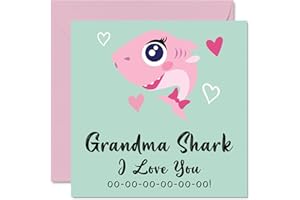 STUFF4 Kartki urodzinowe dla babci - rekin babci - kartka na Dzień Matki od wnuczka wnuka, Happy Birthday Babcia od malucha, 145 mm x 145 mm sezonowe kartki z życzeniami babci babci babci