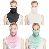 Cityelf 2 Pack Women Sun Mask Face Scarf Chiffon Wrap Dust Shield Neck Gaiter UV Protection (Mix Color 1, one Size)