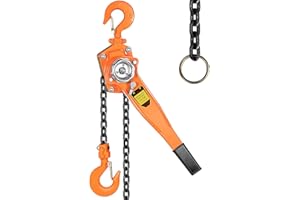 SPECSTAR Lever Chain Hoist 750kg Capacity with 1.5m Chain and 2 Heavy Duty Hooks Manual Come Along Lifting System for Warehouse Building Automotive Machinery Use