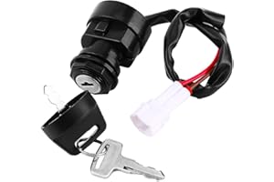 Qiilu contacteur à clé, Interrupteur de Démarrage D'allumage avec 2 clé moto ATV à 2 broches pour Yamaha YFM 350 Guerrier Bruin 660R 700R Raptor 350X