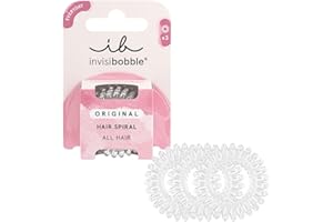 Invisibobble Oryginalne gumki do włosów Crystal Clear I spiralne gumki dla dziewcząt i pań I Mocne i przyjazne dla włosów strój I Anti-łamanie włosów I Zestaw 3 szt