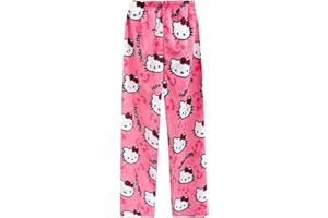 GÉNÉRIQUE 𝒉𝒆𝒍𝒍𝒐 𝒌𝒊𝒕𝒕𝒚𝒔 Bas De Pyjama Femme Flanelle Pyjamas Polaire Chaud Dessin Animé en Laine Kawaii à La Mode Pyjamas Flannel Pantalons Femme Hiver Imprimé Maison DéContracté Pyjama Pantalon