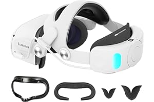TRANSNOVO 5 in 1 Cinturino per Testa con Batteria 6000mAh Compatibile con Oculus Quest 2 Accessori, Include Interfaccia Facciale, Face Cover Pad & 2 Protezioni Nasali Rimovibili