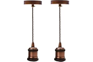 LEDSone Metal E27 Pendant Light Fitting with Twisted Cable Ceiling Pendant Light E27 Vintage Antique Brass Pendant Light for lamp Holder Fitting for Restaurant