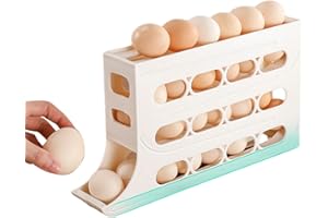 FIRULAB Dispenser per uova a 4 strati per frigorifero Dispenser per uova a rotazione Portauova di grande capacità per frigorifero Contenitore per uova a rotolamento automatico per conservazione in frigorifero