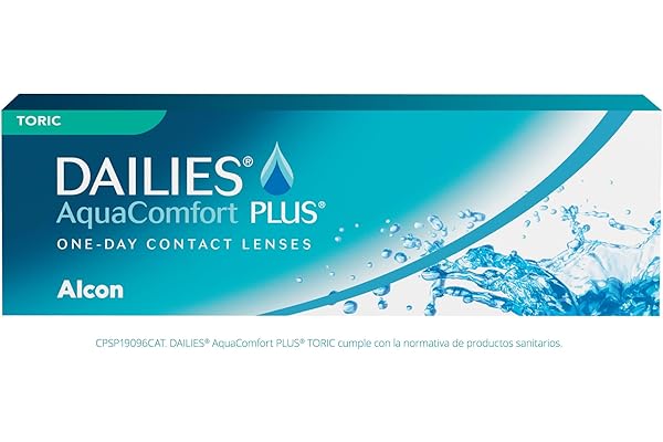 Dailies AquaComfort Plus Lentes de contacto tóricas de reemplazo diario, Pack de 30, R 8.8 mm, D 14.4 mm, cilindro -0.75, eje20, -0.25 Diopt