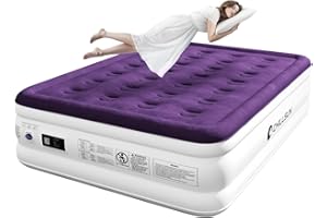CHILLSUN Inflatable Mattress, Air Bed Double/King with Built-in Electric Pump, King Size Blow Up Self Inflating Guest Airbed with Flocked Surface for Camping or Home Use, 203cm L x 152cm W x 41cm H