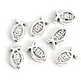 JGFinds Spacer Bead Fish Charms - 95 Pack, 8mm with 1.3mm Hole, (Jesus Religious Fish), Charms for Craft and Jewelry Making Supplies, Vary, Zinc