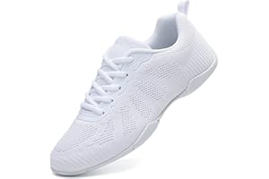YUKTOPA Women's Cheerleading Shoes Girls White Cheer Shoes School Competition Gymnastic Sneaker Lightweight Dance Trainers