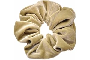 Mytoptrendz® Classic Luxurious Soft Velvet Scrunchies Hair Ties Bands Ponytail Holder Bobble Large For Women Girls Kids Thick Hair (Beige)